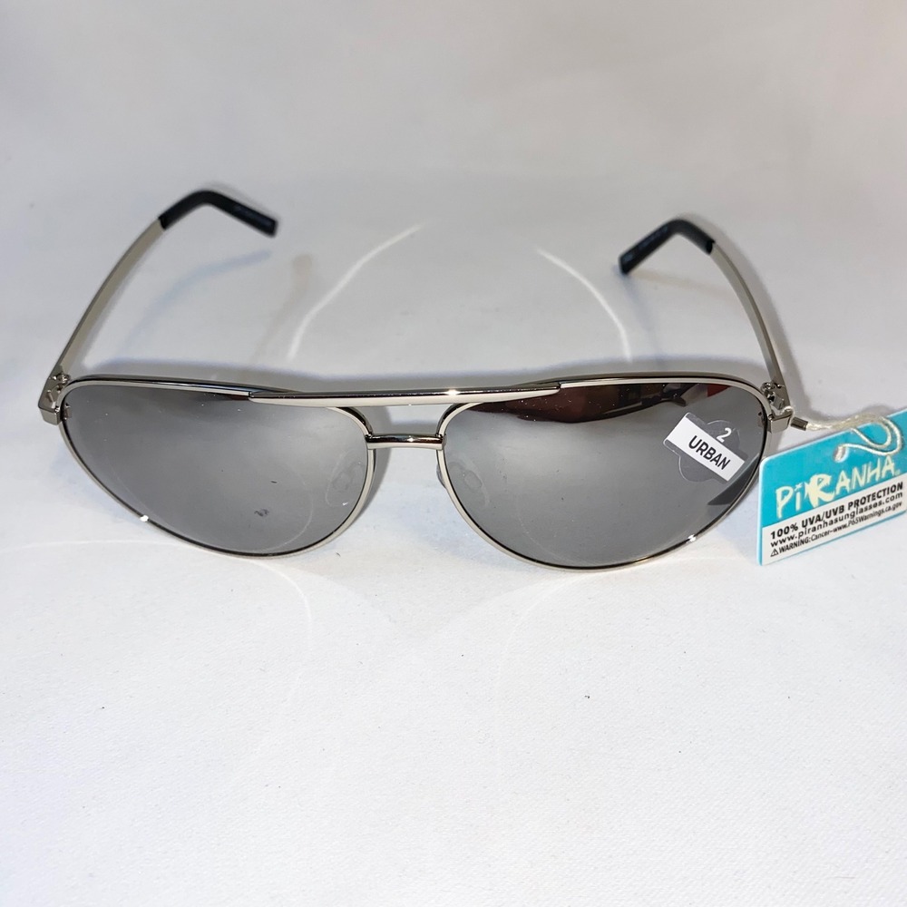 Piranha Urban Aviator Sunglasses Silver Mirror Lens 100‎ UVA UVB Protection